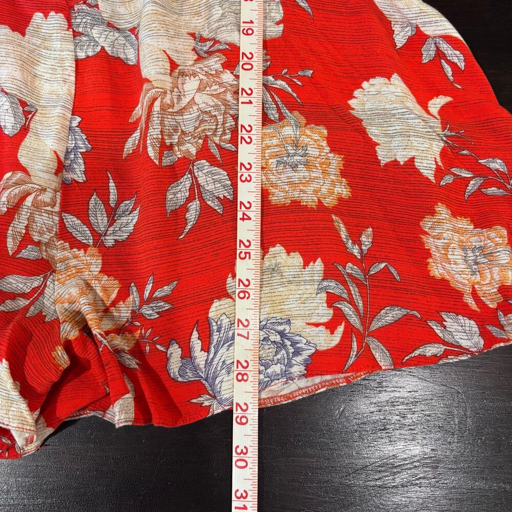 ASOS Red Button Front Tea Playsuit Romper in Floral Tropical Print - Picture 5 of 6